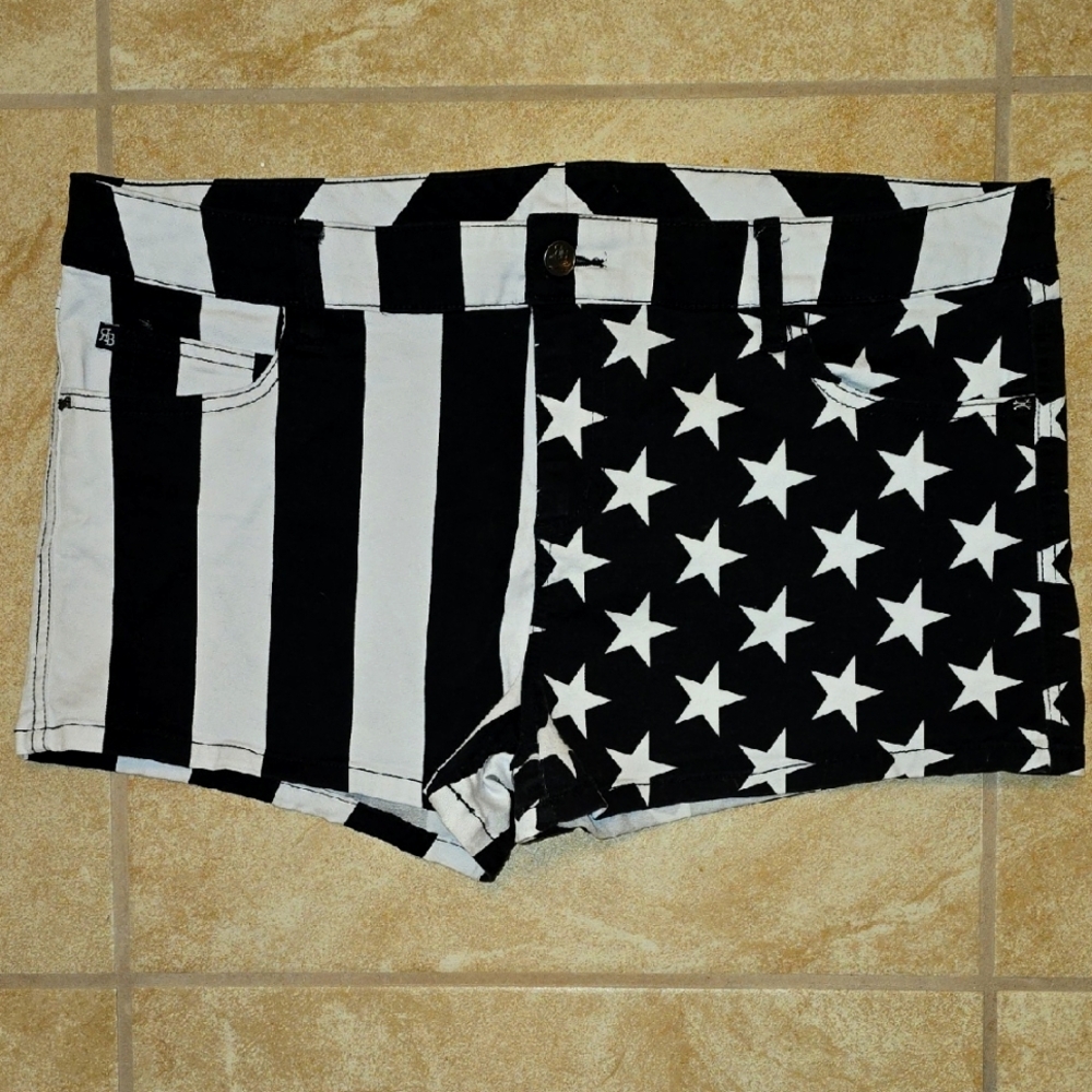 Royal Bones Black White Stars Stripes Shorts